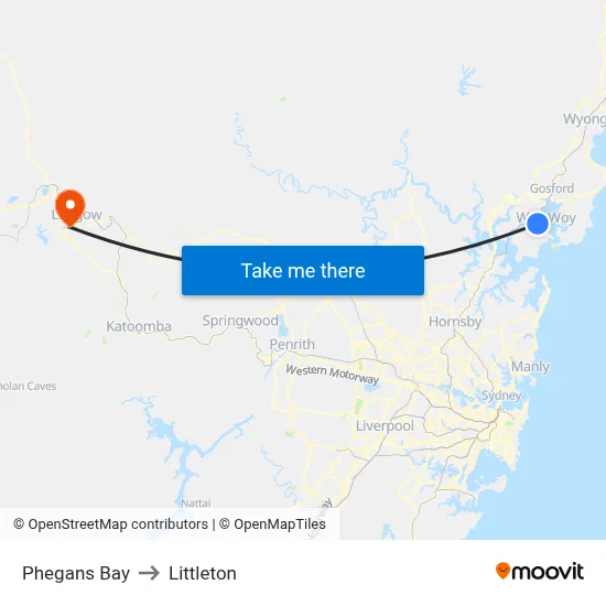 Phegans Bay to Littleton map