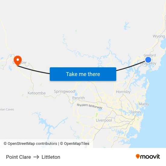 Point Clare to Littleton map