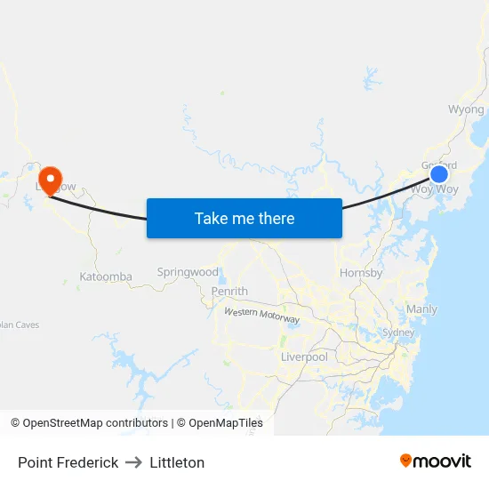 Point Frederick to Littleton map