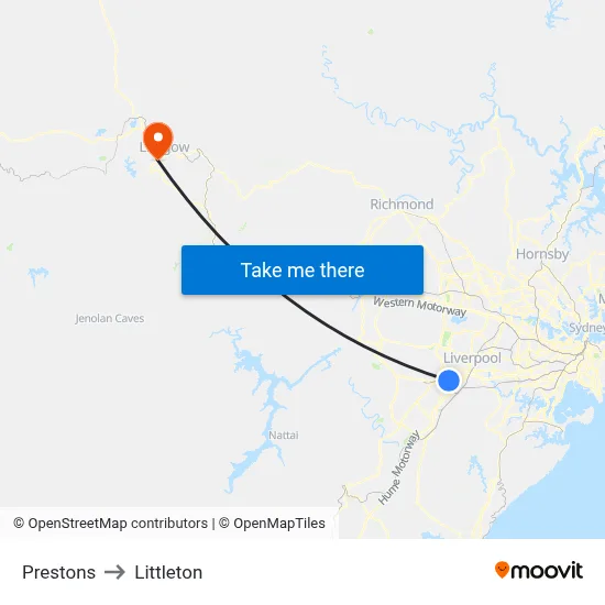 Prestons to Littleton map