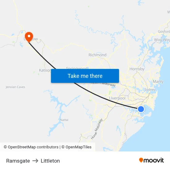 Ramsgate to Littleton map
