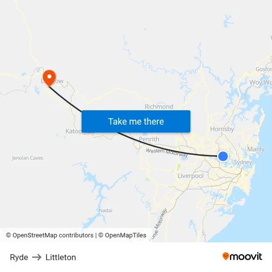 Ryde to Littleton map