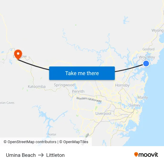 Umina Beach to Littleton map