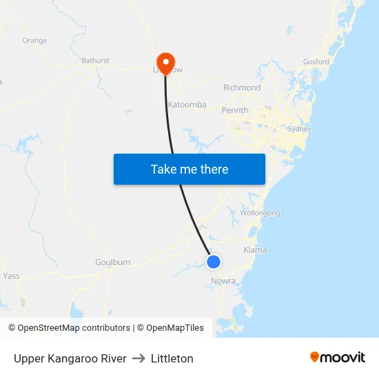 Upper Kangaroo River to Littleton map