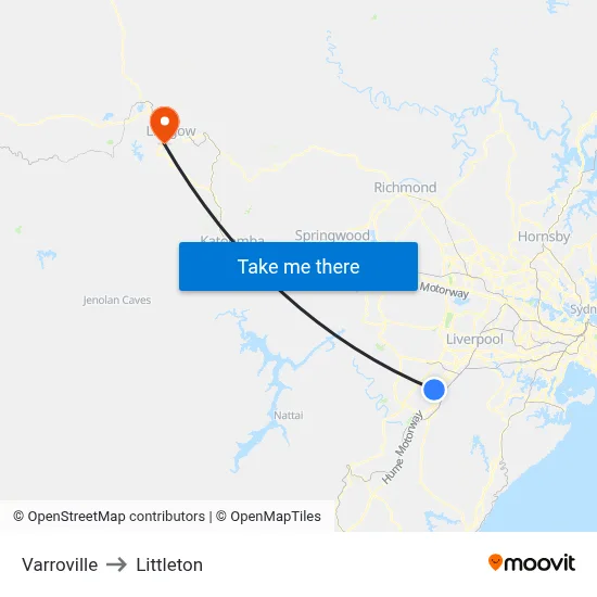 Varroville to Littleton map