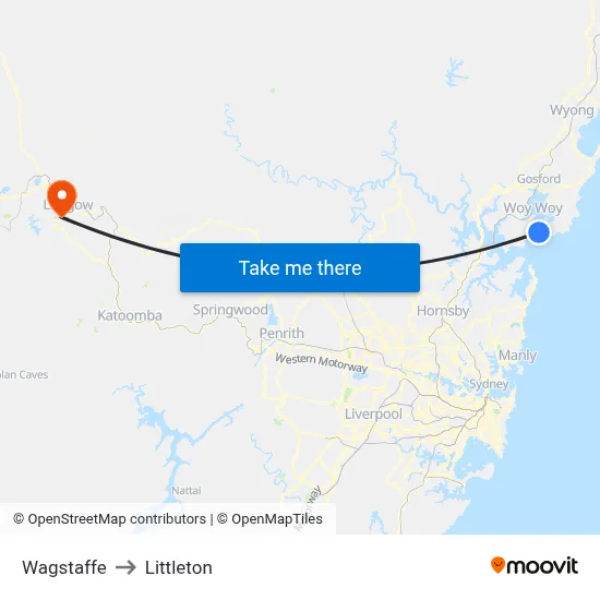 Wagstaffe to Littleton map