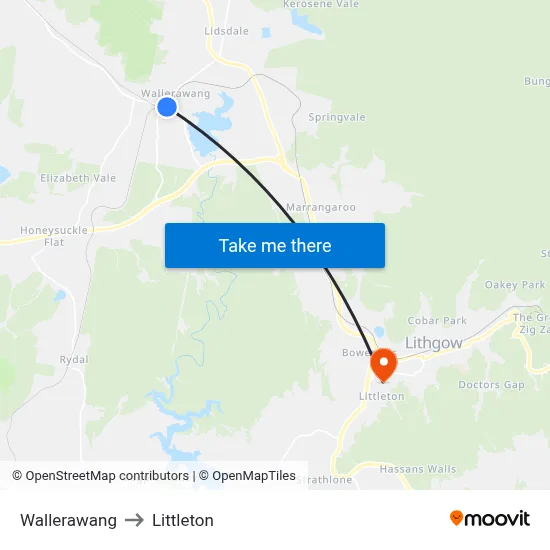 Wallerawang to Littleton map