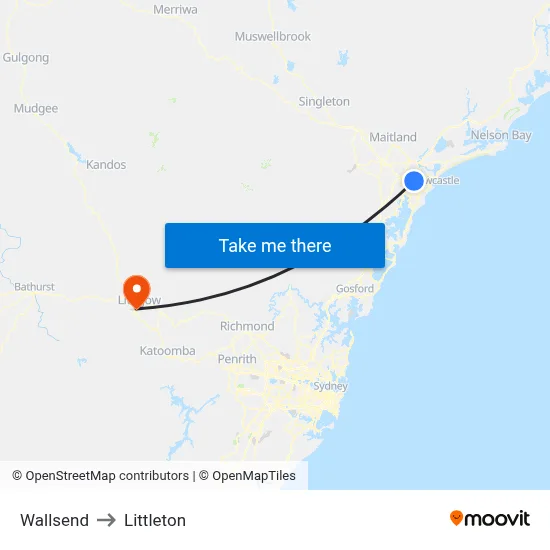 Wallsend to Littleton map