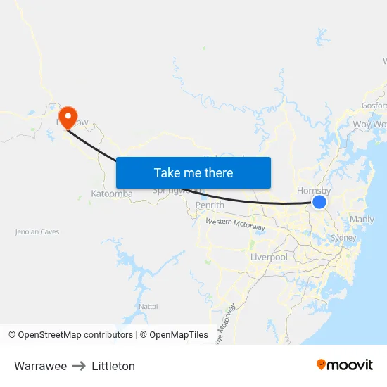 Warrawee to Littleton map