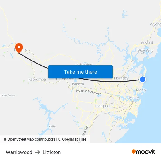Warriewood to Littleton map