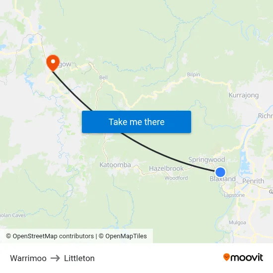 Warrimoo to Littleton map