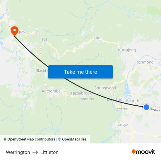 Werrington to Littleton map