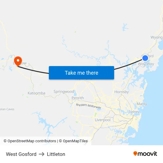 West Gosford to Littleton map