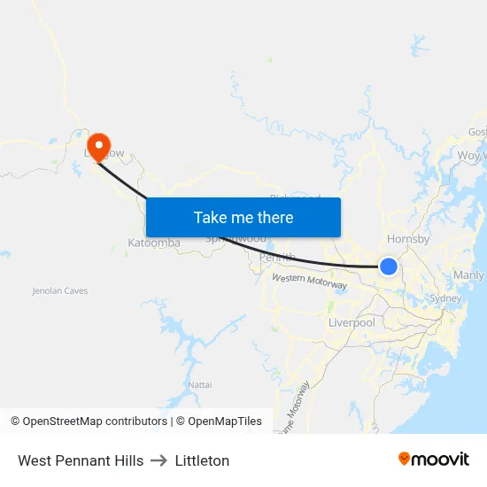 West Pennant Hills to Littleton map