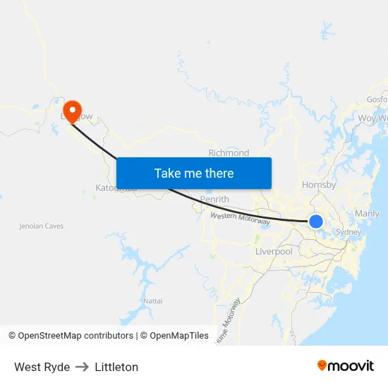 West Ryde to Littleton map