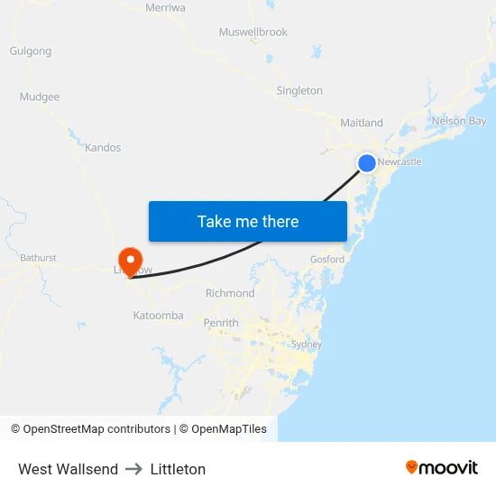 West Wallsend to Littleton map