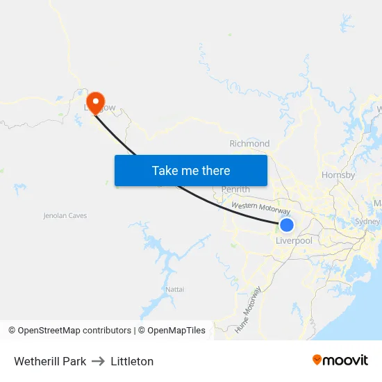 Wetherill Park to Littleton map