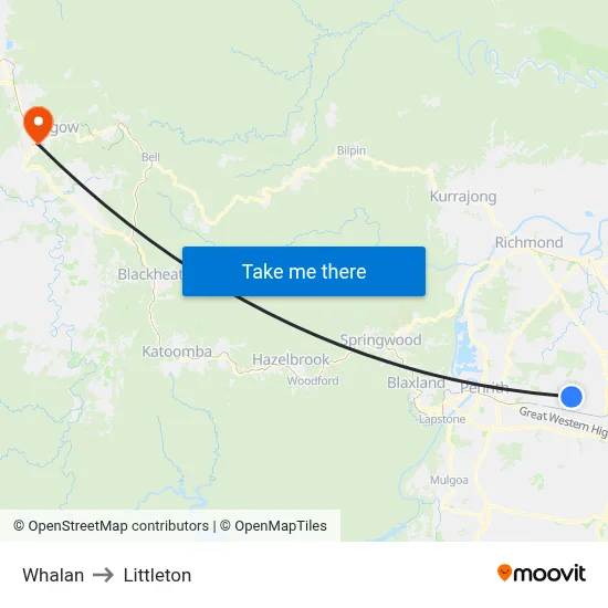 Whalan to Littleton map