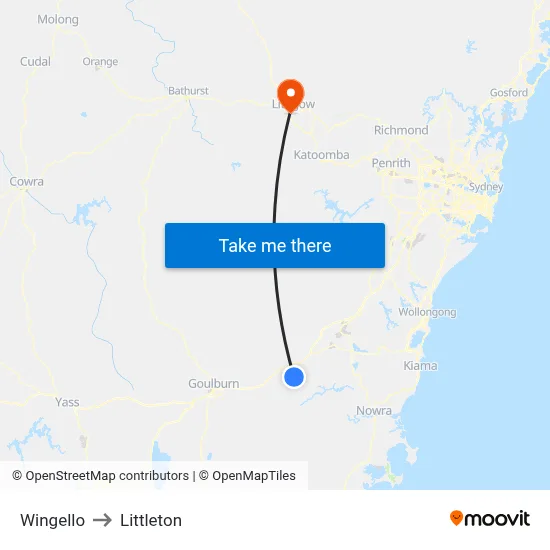 Wingello to Littleton map