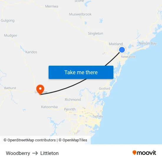 Woodberry to Littleton map