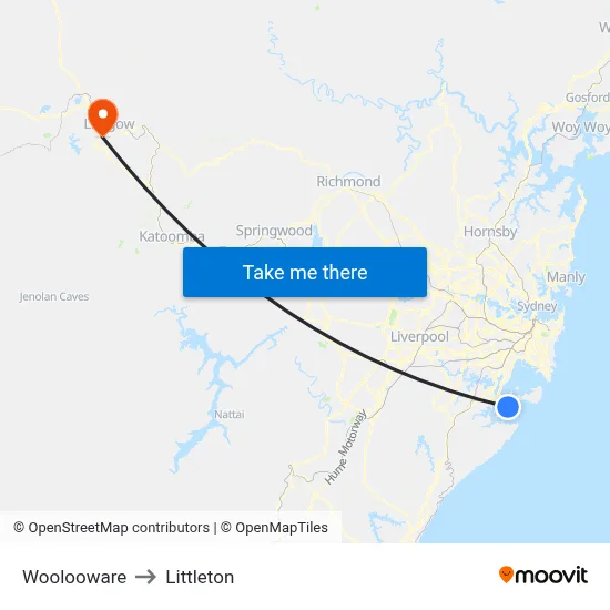 Woolooware to Littleton map