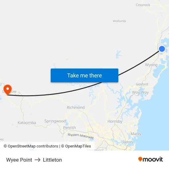 Wyee Point to Littleton map