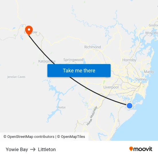Yowie Bay to Littleton map