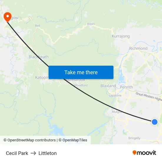 Cecil Park to Littleton map