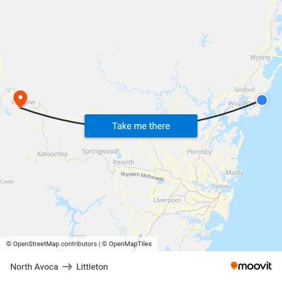 North Avoca to Littleton map