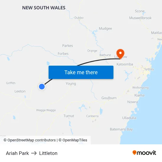 Ariah Park to Littleton map