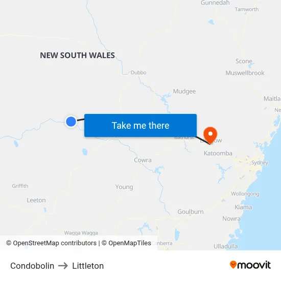 Condobolin to Littleton map