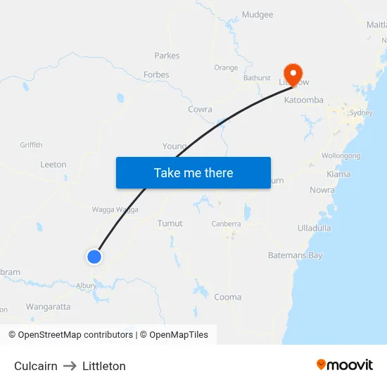 Culcairn to Littleton map