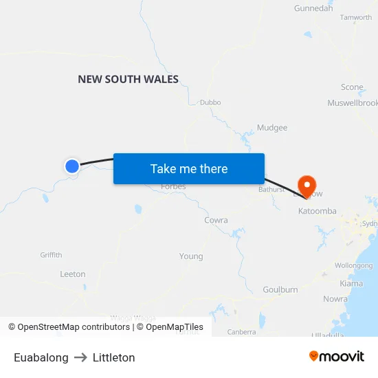 Euabalong to Littleton map