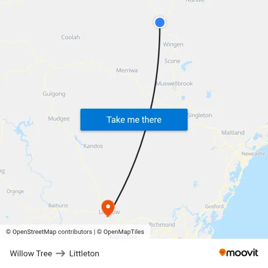 Willow Tree to Littleton map