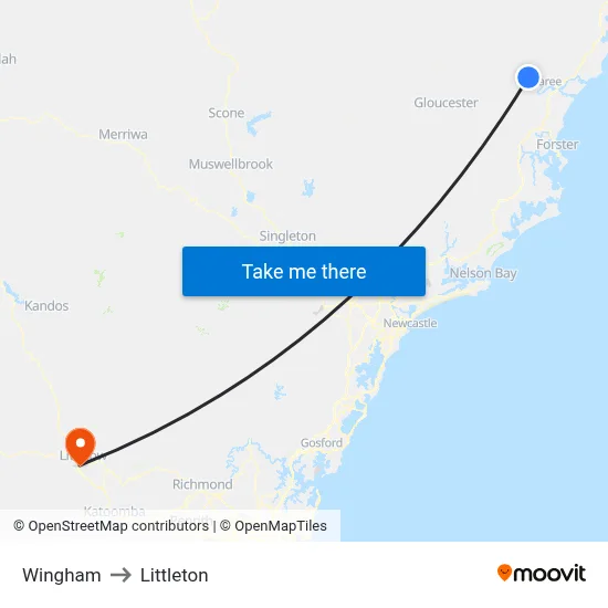 Wingham to Littleton map