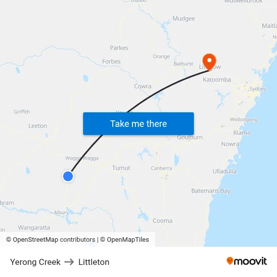 Yerong Creek to Littleton map