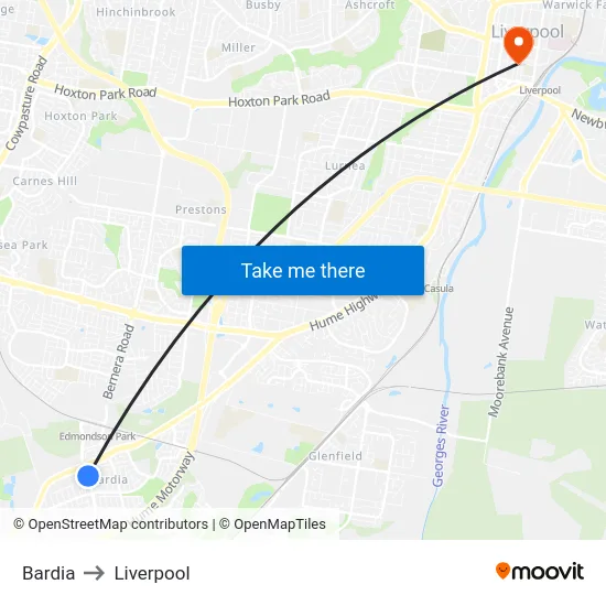 Bardia to Liverpool map