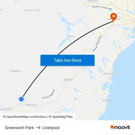 Greenwich Park to Liverpool map