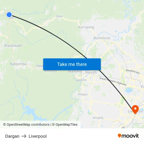 Dargan to Liverpool map