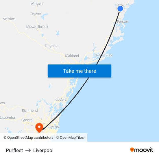 Purfleet to Liverpool map