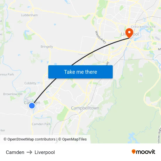 Camden to Liverpool map
