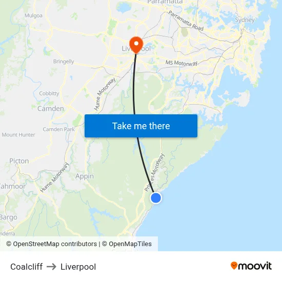 Coalcliff to Liverpool map