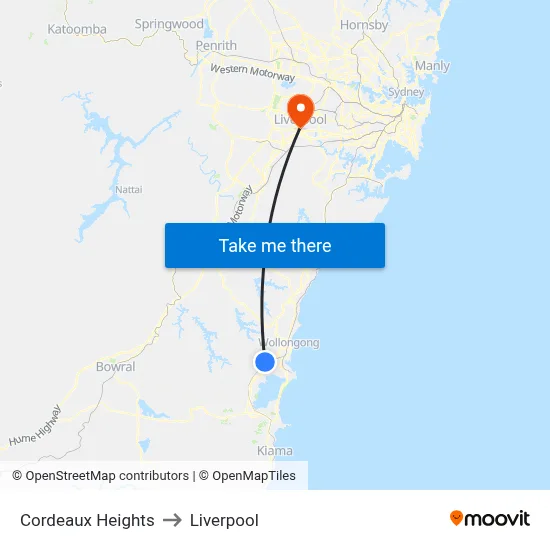 Cordeaux Heights to Liverpool map