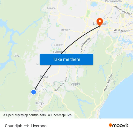 Couridjah to Liverpool map