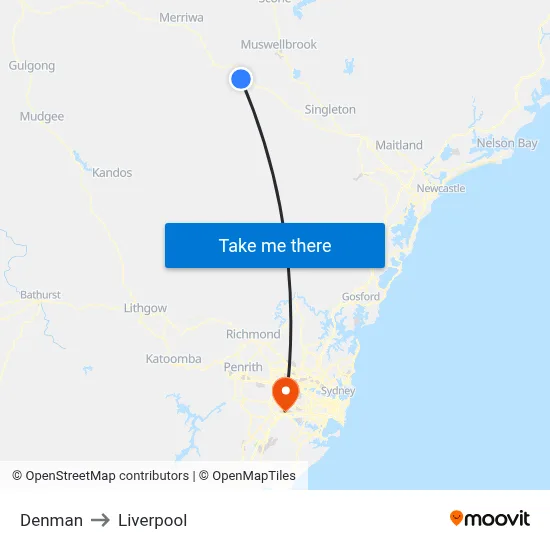 Denman to Liverpool map