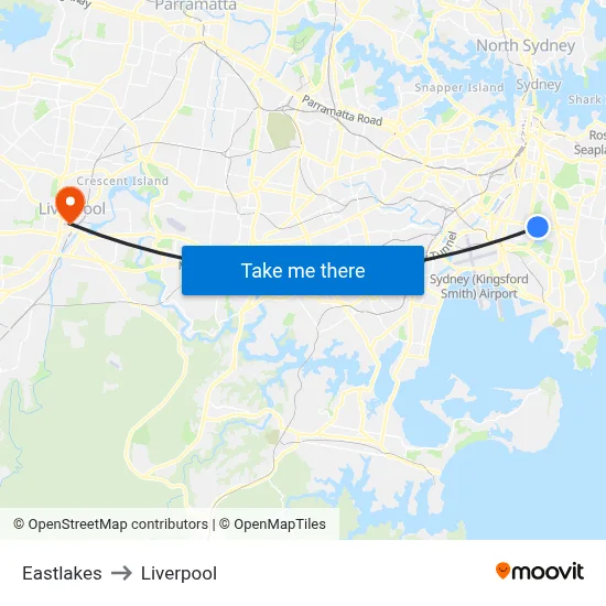 Eastlakes to Liverpool map