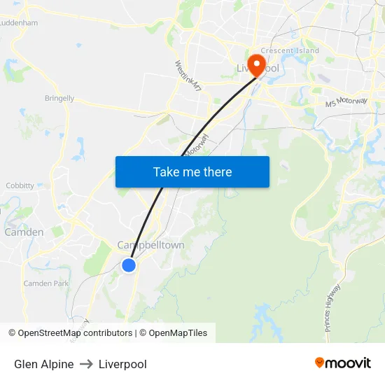 Glen Alpine to Liverpool map