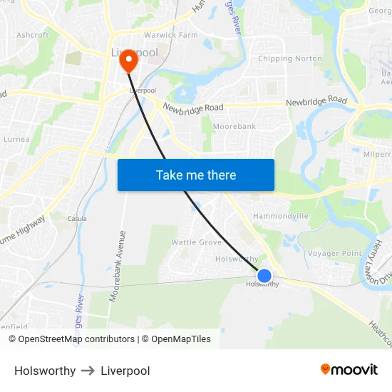 Holsworthy to Liverpool map