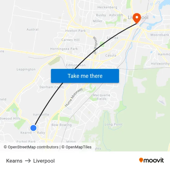 Kearns to Liverpool map