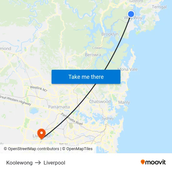 Koolewong to Liverpool map